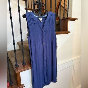 Sleeveless Blue Button-Down Dress‎